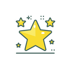 Fototapeta premium Sparkling golden star icon symbol for quality rating and success achievement graphic
