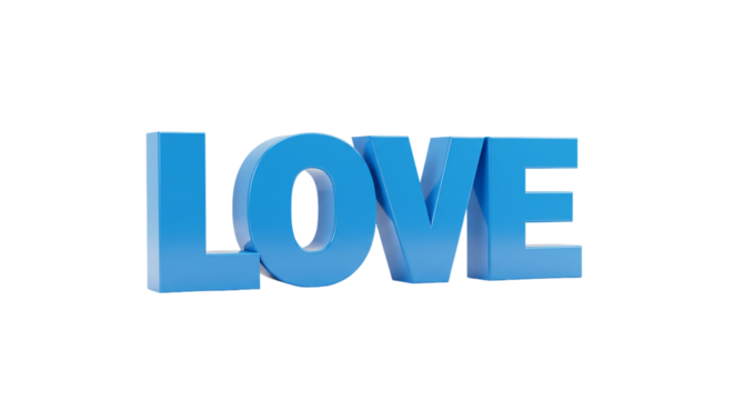 Bold blue LOVE emerges from darkness a declaration of affection and strength radiating hope on transparent background