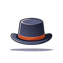 Elegant dark blue fedora hat with a striking orange band a classic fashion accessory