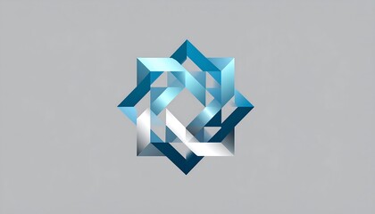 Complex geometric arrangement showcasing interlocking shapes and captivating gradients of blue hue