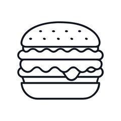 Simple burger illustration on a white background showing the basic form, double cheeseburger icon vector illustration
