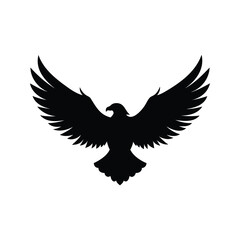 Striking Silhouette of an Eagle Soaring with Wings Spread Wide in Flight, eagle wings flying silhouette vector illustration