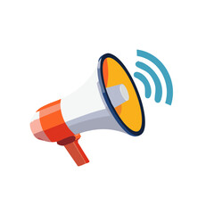 Megaphone Loudspeaker with Sound Waves Icon Illustration