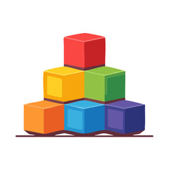 Obraz premium Vibrant colorful building blocks stacked in a pyramid shape symbolizing growth and education