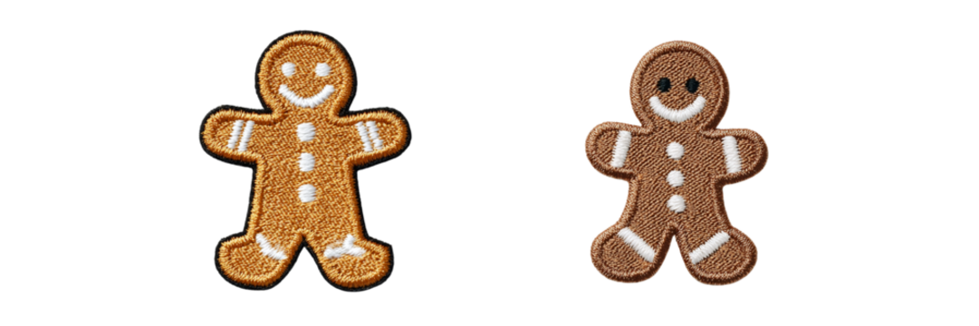 Two gingerbread men cookies isolated on transparent background