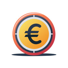 Obraz premium Euro symbol in a target illustration with a yellow orange gradient color and dark shadow.