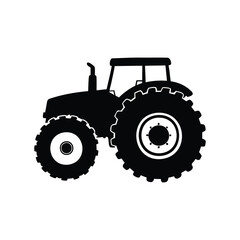 A vector image of a tractor used for agriculture and farming, farm tractor tire silhouette vector illustration