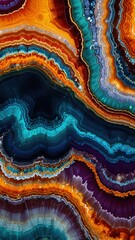 Macro Photography Of Agate Slice With Vibrant Veins and Polished Crystal Background