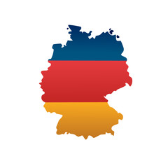 Fototapeta premium Germany Map Illustration with National Flag Color Stripes Shape Design Isolated