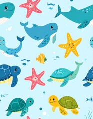 Cute sea creatures pattern (2)
