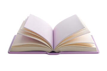 Fototapeta premium Open book with blank pages isolated on transparent background, perfect for writing notes, stories, or educational content, with a clean and simple design