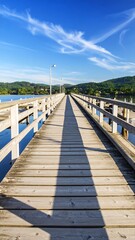 Fototapeta premium Wooden pier on a lake under a clear sky