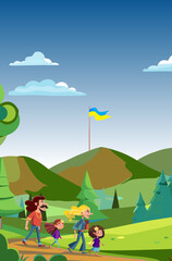 family in the mountains