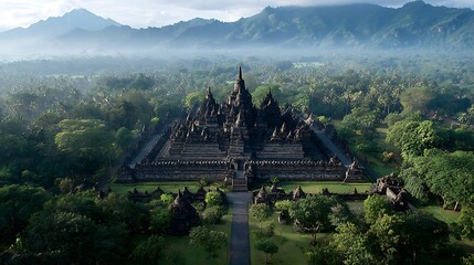 Fototapeta premium natural scenery and Borobudur temple