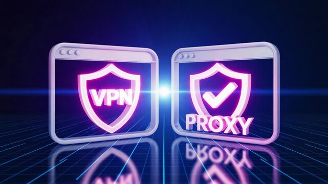 Vpn and proxy icons isolated on white background, representing secure internet connections