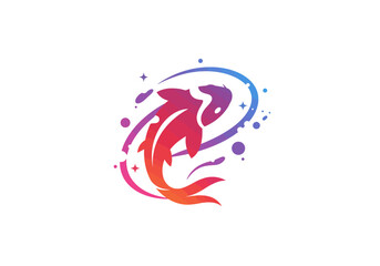 Vibrant Koi Fish Logo Design with Modern Gradient Style.