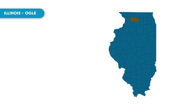 Ogle Map Video, Illinois map, Illinois United States, Political Map of Illinois, national flag and borders, perfect for presentations, travel, education,and global studies.