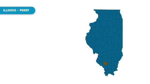 Perry Map Video, Illinois map, Illinois United States, Political Map of Illinois, national flag and borders, perfect for presentations, travel, education,and global studies.