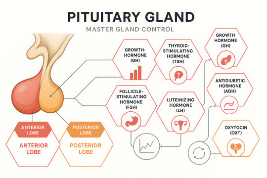 Pituitary Gland Hormone Release Illustration