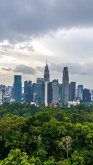 Obraz premium City skyline view from a park
