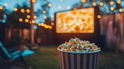 Enjoying a memorable outdoor movie night complete with delicious popcorn and cozy atmosphere