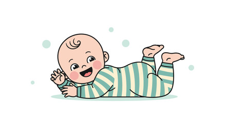 Cheerful Infant Crawling Happily, Smiling Widely, Showing Joyful Moments and Playfulness