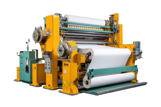 Industrial Paper Roll Combination Machine on Transparent Background