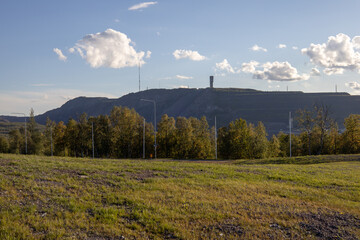 The old city center of Kiruna, Sweden, being demolished in autumn.