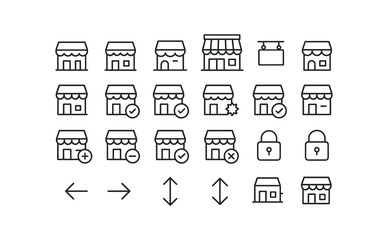 vector outline icons Retail (Basic) retail icon retail shop retail store retail mall retail open retail closed retail valid retail invalid retail active retail inactive retail new retail.