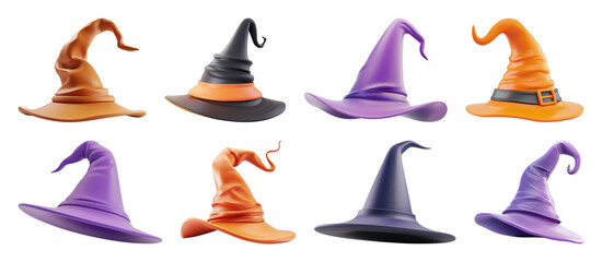 PNG Colorful witch hats collection, element set on transparent background
