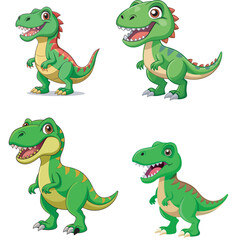 Obraz premium set of funny cartoon dinosaur