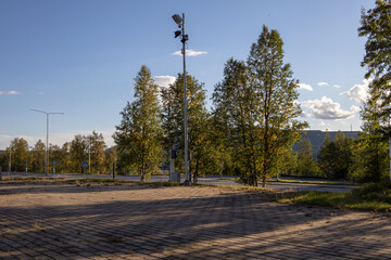 The old city center of Kiruna, Sweden, being demolished in autumn.
