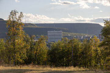 The old city center of Kiruna, Sweden, being demolished in autumn.