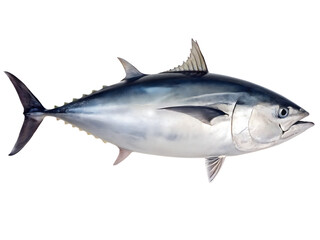Bluefin tuna swimming isolated on white background isolated on a transparent background