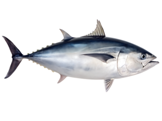 Bluefin tuna swimming isolated on white background isolated on a transparent background