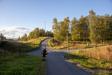 The old city center of Kiruna, Sweden, being demolished in autumn.