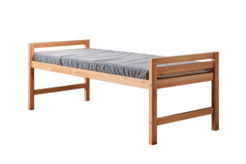 Simple Wooden Single Bed on Transparent Background