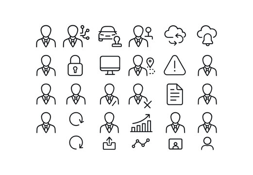 vector outline icons Principal (Advanced) principal smart principal ai principal auto principal manual principal synced principal unsynced principal secure principal unsecure principal.