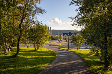 The old city center of Kiruna, Sweden, being demolished in autumn.