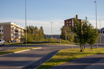 Historic residential area near downtown Kiruna, Sweden.