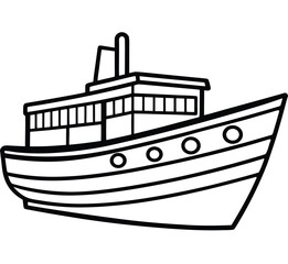 Obraz premium A colorful vector illustration of a cruise ship sailing on the sea, perfect for a travel or vacation design