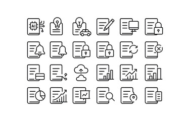 vector outline icons Ledger (Advanced) ledger smart ledger ai ledger auto ledger manual ledger monitor ledger track ledger alert ledger notify ledger secure ledger unsecure ledger synced.