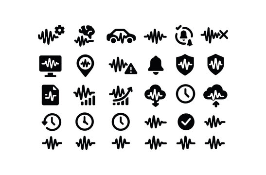 vector solid black filled icons Voice Message (Advanced) voicemessage smart voicemessage ai voicemessage auto voicemessage manual voicemessage synced voicemessage unsynced voicemessage.