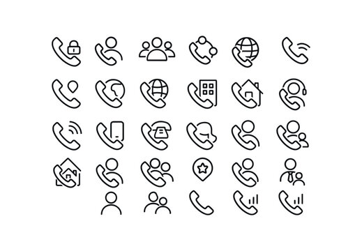 vector outline icons Voice Call (Types) voicecall private voicecall public voicecall group voicecall conference voicecall local voicecall remote voicecall domestic voicecall international.