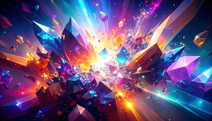 Vibrant explosion of colorful crystals