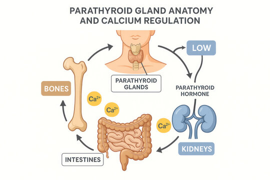 Parathyroid Gland Anatomy and Calcium Regulation - Illustration for Medical Education [Illustration]