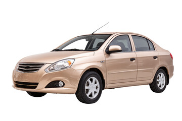 Beige Company Sedan Isolated on Transparent Background