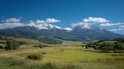 Obraz premium explore majestic summer landscapes and nature across all states of usa featuring stunning snowcapped peaks of