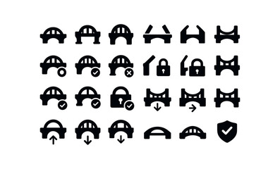 vector solid black filled icons Bridge (Basic) bridge icon bridge new bridge old bridge valid bridge invalid bridge active bridge inactive bridge open bridge closed bridge add bridge remove.