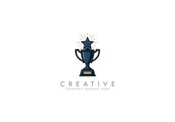 Creative and unique trophy Logo design.sports tournament championship winner award Trophy icon design template flat vector